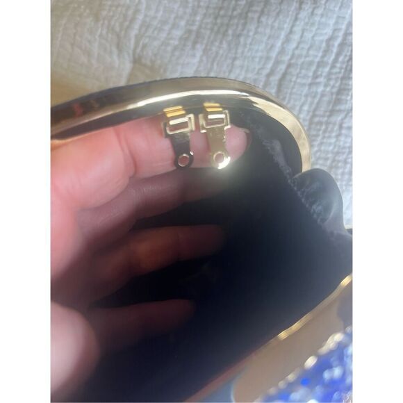 Ramla handmade Sparkling Blue Simulate Diamond Womens Clutch Handbag with strap - Picture 8 of 11